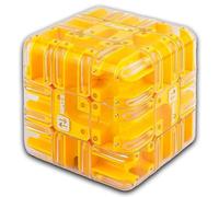 Large Labyrinth Puzzle Maze Cube, Large 3D Labyrinth Cube Puzzle, Engaging Brain Teaser Toy, 3D Maze Magic Cubo & Ball, for Logic Development, for Adults Teens (Yellow)