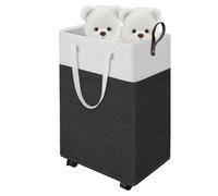 Large Laundry Hamper, Laundry Clothes Basket, 15.75x12.2x23.23 Inches Folding Storage Organizer with Wheels & Handles, Portable Cloth Bin for Home, Bedroom, Bathroom, Dorm Room Use
