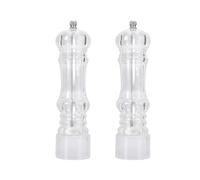 (large)Manual Pepper Mill And Salt Shaker Set - Transparent Adjustable Grinder And Cellar - Acrylic, Clear