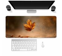 Large Mouse Mat XXL, Washable Gaming Mouse Pad with Anti-Slip Rubber Base, Extended Desk Pad Gaming Keyboard Mousepad for Office & Home(900x400x2mm,Fallen Leaves)