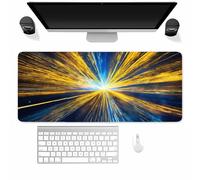 Large Mouse Mat XXL, Washable Gaming Mouse Pad with Anti-Slip Rubber Base, Extended Desk Pad Gaming Keyboard Mousepad for Office & Home(600x300x2mm,Golden Lines)
