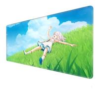 Large mouse pad XXL - sewn edge - anti slip base - washable - suitable for gaming mouse pads, office mouse pads, computer keyboard pads, mouse auxiliary pads 90 × 40 sunny lawn girls