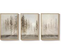 Large Neutral Wall Art Abstract Pastel Forest Landscape Tree Canvas Artwork Nordic Painting Prints for Living Room(20x 30cm x 3/Inner frame)