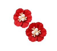 Large Pearl Flower Vintage Crystal Women's Ear Stud Wedding Party Birthday Gift High-End Earrings