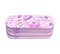 Large Pencil Case Cute Stylish Three Layers Large Capacity Pencil Pouch with Class Schedule for School Office College (Purple)