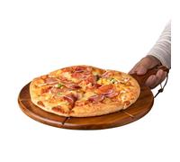 Large Platter With 6 Grooves, Round Wood Cutting Board Pizza Paddle, Pizza Cutting Board | For Home Kitchen Baking Oven Accessories Serving Charcuterie Meat Cheese Bread Fruit