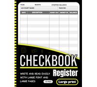 Large Print Checkbook Register: Check Register Ledger for Personal Finance, Expense Tracker & Bank Balance Log Book (8.5 x 11, 120 Pages)