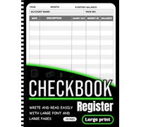 Large Print Checkbook Register: Easy-to-Read Big Font Layout | Track Deposits, Payments & Running Balance | Simple Money Management Notebook (8.5 x 11, 120 Pages)