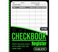 Large Print Checkbook Register: Simple Checkbook Register for Personal Finance, Expense Tracker & Balance Log Book (8.5 x 11, 120 Pages)