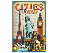 Large Print Cities of the World Word Search for Adults - 55 Puzzles - Vintage Travel Theme: Easy-to-Read Word Search Puzzles for Adults & Seniors -Solutions Included-One Puzzle Per Page