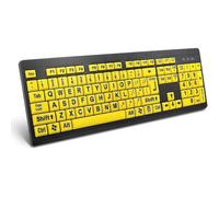 Large Print Computer Keyboard, Wired Usb High Contrast Keyboard with Oversized Print Letters for Visually Impaired Low Vision Individuals (yellow+blac