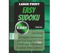 Large Print Easy Sudoku Puzzles Volume One: One Puzzle Per Page Sudoku Book | Comfort Print for Seniors, Adults, and Teens | Large Print Instructions & Full Solutions Included 8.5 x11 in pages