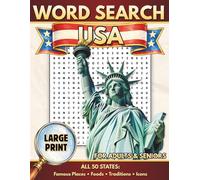 Large Print Word Search for Adults and Seniors: USA: All 50 States Featuring Famous Places, Foods, Traditions and American Icons - Relaxing Puzzle Book