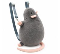 Large Rat Purse Backpack Fluffy Animal Shaped Bag with long Tail (L)