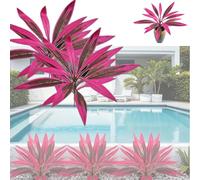 Large Realistic Artificial Boston Fern & Dragon'S Blood Tree Plants with Vibrant/Leaves,UV Resistant Purple Large Boston Fake Ferns,Artificial Potted Trees with Ground Stakes for Garden,Patio (2)