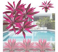 Large Realistic Artificial Boston Fern & Dragon'S Blood Tree Plants with Vibrant/Leaves,UV Resistant Purple Large Boston Fake Ferns,Artificial Potted Trees with Ground Stakes for Garden,Patio (4)