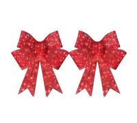 Large Red Lighted Christmas Bow with Lights for Wreath and Tree Topper - 2 Pack Pre Lit Christmas In/Outdoor Decoration Bows | Light up Ornaments for Front Door, Window, Wall, Garage, Festival Parties
