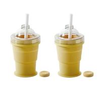 Large Round Ice cubes Molds, 2pcs Golf Ball Ice cubes Mold Cup, 2-in-1 foldable Silicone Cup With Built-in Round Iced Tray, Easy Demolding, Leakproof Travel Tumbler For Coffee, Juice, Gym, Outdoor