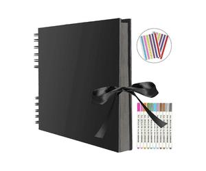 Large Scrapbook with 80 Pages of Black Craft Paper - DIY Creative Journal for Crafting & Memory Keeping