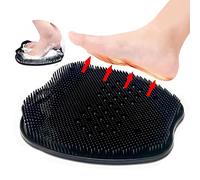Large Shower Foot Massager Scrubber - Improves Foot Circulation & Reduces Foot Pain - Soothes Tired Achy Feet and Scrubs Feet Clean - Non Slip with Suction Cups Black