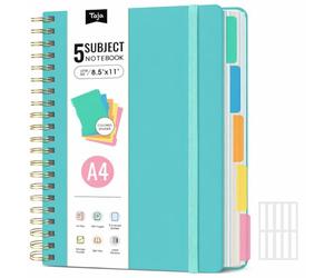 Large Spiral Lined Notebooks for Work with Removable Dividers & Tabs, 8.5"x11" Pretty Hardcover 5 Subject Notebook Journal for Women, College Ruled, Perfect for Study & Office Organization, 280 Pages