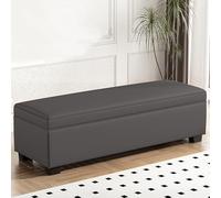 Large Storage Ottoman Bench for Living Room & Bedroom - Upholstered Storage Seat Stylish End of Bed Storage Solution (Black Gray 90x40x40cm)