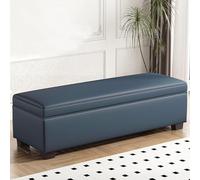 Large Storage Ottoman Bench Upholstered Storage Bench for Living Room & Bedroom Stylish End of Bed Seating Dark Blue 110x40x40cm Perfect for nizing & Decor.
