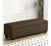 Large Storage Ottoman Bench Upholstered Storage Seat with Ample Space Stylish End of Bed Storage for Living Room & Bedroom (Brown 120x40x40cm)