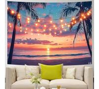 Large Tapestries Wall Decor for Living Room Bedroom, Custom Tapestry for Party 150 x 200 cm,Orange, Pink, Purple, Blue, Yellow Ocean Beach Sunset Natural Landscape Decoration,