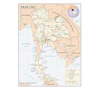 Large Thailand Political Map Poster Roads Railroads Major City Locations