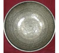 Large Tibetan Singing bowl, Lotus flower Etched