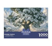 Large Tree with Blue Leaves 1000 Pcs Premium-Karton Puzzle Giant Old Tree Stressabbau Familienspiel Puzzles Für Erwachsene Und Kinder 38x26cm/1000pcs