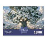 Large Tree with Blue Leaves 1000 Pcs Premium-Karton Puzzle Giant Old Tree Stressabbau Kreatives Spiel Puzzles Als Wohnaccessoires 70x50cm/1000pcs