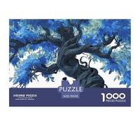 Large Tree with Blue Leaves 1000 Pcs Premium-Karton Puzzle Giant Old Tree Stressabbau Kreatives Spiel Puzzles Als Geburtstagsgeschenke 70x50cm/1000pcs