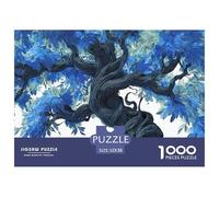 Large Tree with Blue Leaves 1000 Pcs Stabiler Karton Puzzle Giant Old Tree Stressabbau Familienspiel Puzzles Als Geburtstagsgeschenke 52x38cm/1000pcs