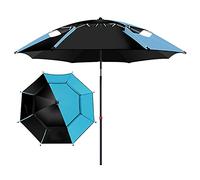 Large UV Protection Beach Folding Outdoor Garden Parasol Tilt Function, Waterproof and Windproof Sun Umbrella, Suitable Fishing, Pond, Balcon, Park, with Storage Bag