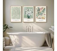 Large Van Gogh Wall Art 3 Pcs Vintage Sage Green Canvas Painting Artwork Botanical Prints Living Room Decor(40x60x3/Frameless)