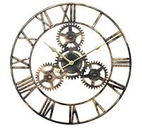 Large Wall Clock,Big Roman Numerals Hanging Clock,Vintage Gear Decoration,Mute Without Ticking,Battery Version Does Not Require a Cable,For Home Office Bar Cafe, LJJY-KK, a, 45cm