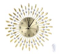 Large Wall Clock for Living Room, Non-Ticking Quiet Metal Quartz Clocks Metal Decorative with Bling Crystal Accents for Household Office