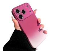 Large Window Colorful Gradient Silicone Soft Case for iPhone 17/16/15/14/13/12 Pro MAX with Lens Protection Shockproof Matte Cover. (14 Pro,Red)