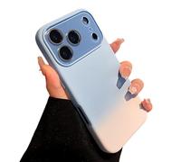 Large Window Colorful Gradient Silicone Soft Case for iPhone 17/16/15/14/13/12 Pro MAX with Lens Protection Shockproof Matte Cover. (16 Plus,Blue)