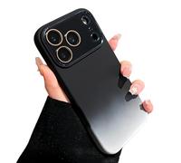 Large Window Colorful Gradient Silicone Soft Case for iPhone 17/16/15/14/13/12 Pro MAX with Lens Protection Shockproof Matte Cover. (12 Pro,Black)