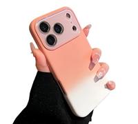 Large Window Colorful Gradient Silicone Soft Case for iPhone 17/16/15/14/13/12 Pro MAX with Lens Protection Shockproof Matte Cover. (14 Pro MAX,Orange)