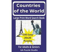 Large Word Search 8x11 Countries of the World Book for Adults & Seniors: 100 Easy-to-Read 20×20 Grid Puzzles with Relaxing Memory Activity and Brain Games