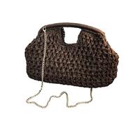 Large Woven Clutch - Portable Fashion Accessory, Straw Handbag Style, Elegant Evening Pouch, Summer Sea Beach Accessory | Designer Patterned Wedding Bag, Stylish Night Purse for Outdoor Shopping, Dark