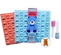 LARGER Bears Moldes de silicona para chupete, 2 unidades, sin BPA, aprobado por LFGB/FDA, diseño único, perfecto para gomas, candies, chocolate, cubitos de hielo, recetas y 2 gotas incluidas.
