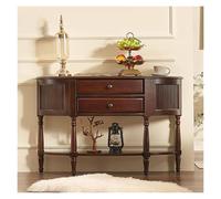 Largo Mesa de entrada vintage de media caña con cajones, mesa consola moderna con armario de almacenamiento, mesa de sofá de madera maciza, armario de almacenamiento decorativo Almacenamiento