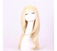 Largo natural con flequillo Pelucas frontales de encaje rubias para mujeres Fibra resistentora Fibra Sintético Cosplay Pelo 20inches chenghuax