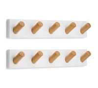 LARHN Perchero Pared Blanco con 5 Ganchos (2 uds.), 42cm - Colgador Pared, Percha, Percheros Modernos