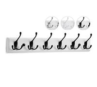 LARHN Perchero Pared Blanco y Negro - 6 Colgadores Triples - 59 cm - Percheros Pared de Diseño para Recibidores, Entradas, Dormitorios Modernos, Habitaciones Infantiles y Baños